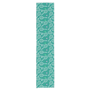 Tennis Racket Pattern Green Short Table Runner