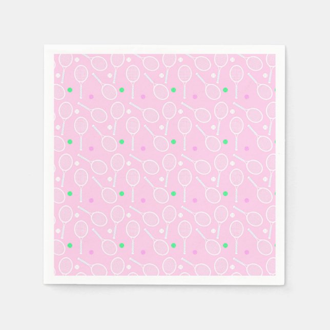 Tennis Racket Pattern Pastel Pink   Napkins (Front)
