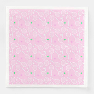 Tennis Racket Pattern Pastel Pink Paper Dinner Napkins