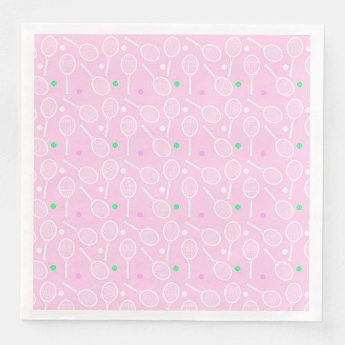 Tennis Racket Pattern Pastel Pink    Paper Dinner Napkins