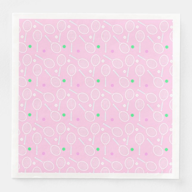 Tennis Racket Pattern Pastel Pink    Paper Dinner Napkins (Front)
