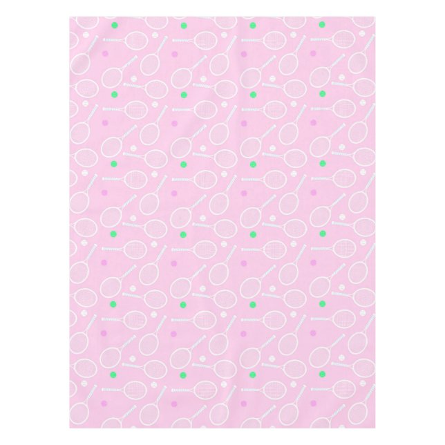 Tennis Racket Pattern Pastel Pink  Tablecloth (Front)