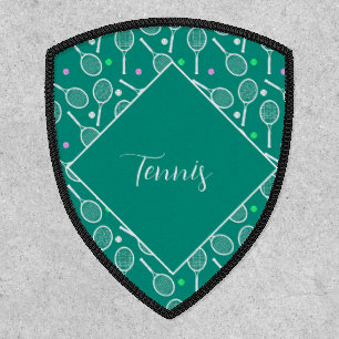 Tennis Racket Pattern Personalized Retro Green Patch