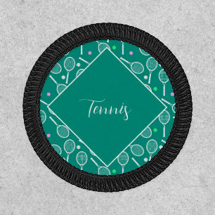 Tennis Racket Pattern Personalized Retro Green Patch