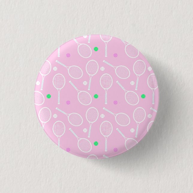 Tennis Racket Pattern Pink  Button (Front)