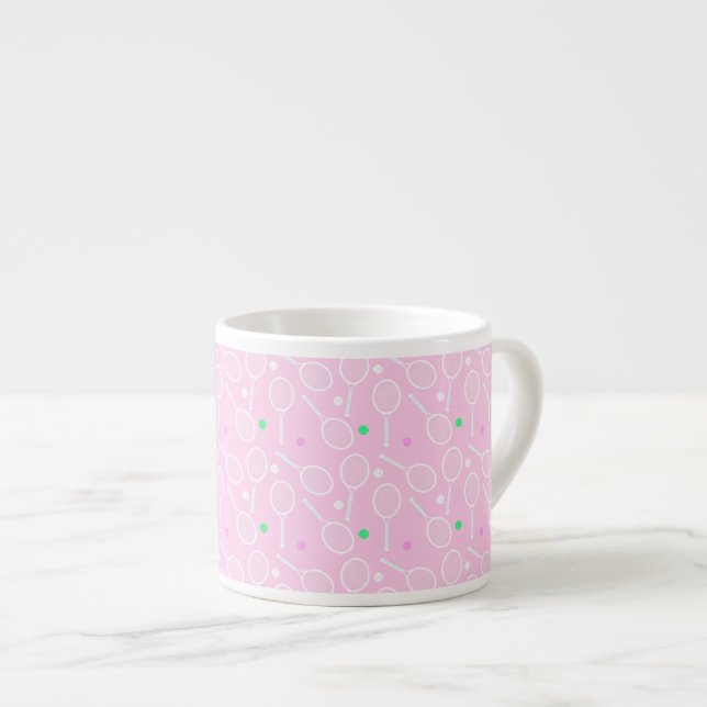 Tennis Racket Pattern Pink   Espresso Cup (Front Right)