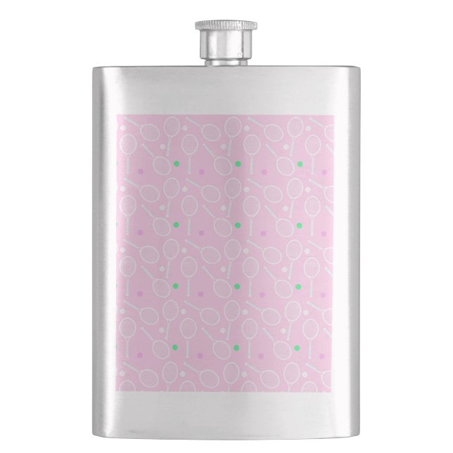 Tennis Racket Pattern Pink   Flask (Front)