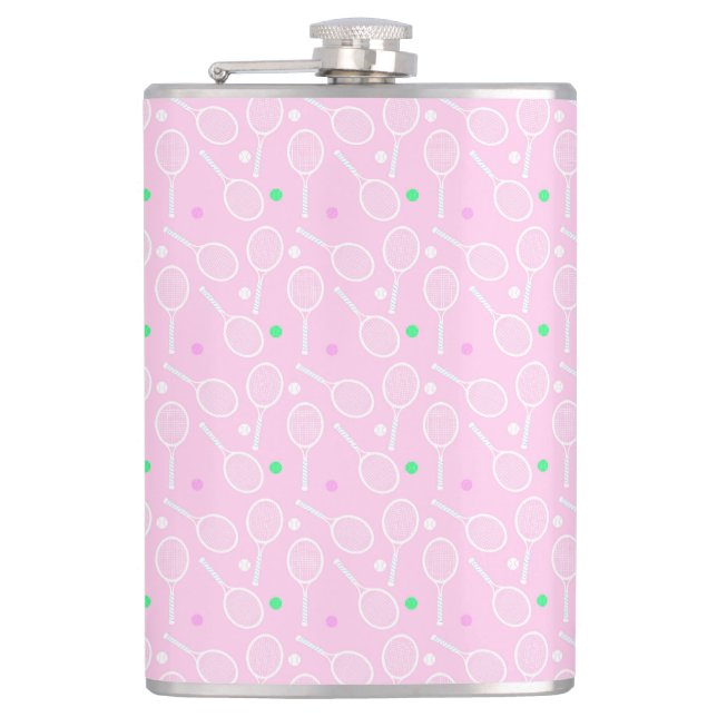 Tennis Racket Pattern Pink   Flask (Front)