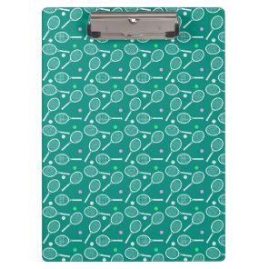 Tennis Racket Pattern Retro Emerald Green Clipboard