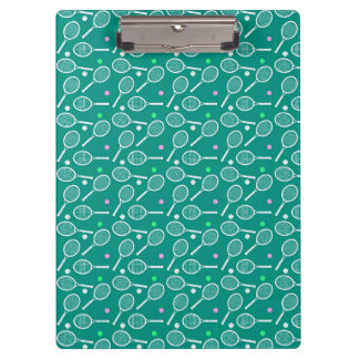 Tennis Racket Pattern Retro Emerald Green Clipboard