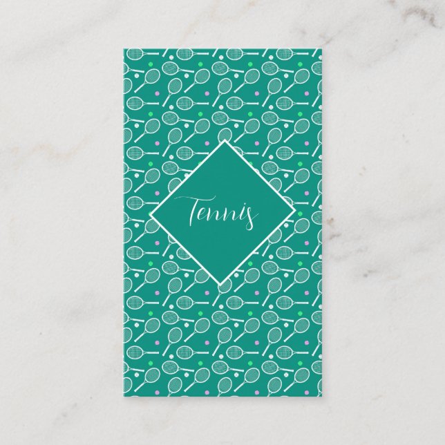 Tennis Racket Pattern Retro Green  Enclosure Card (Front)