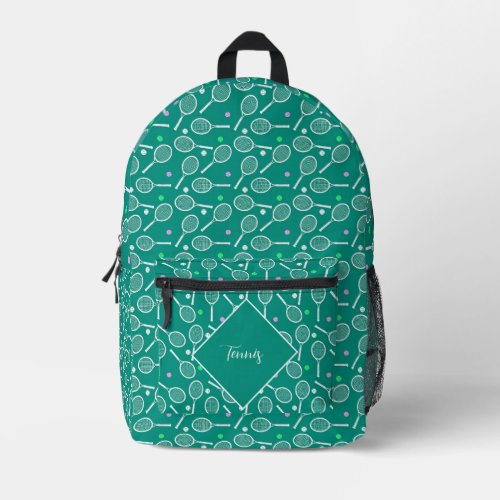 Tennis Racket Pattern Retro Green Personalized Printed Backpack