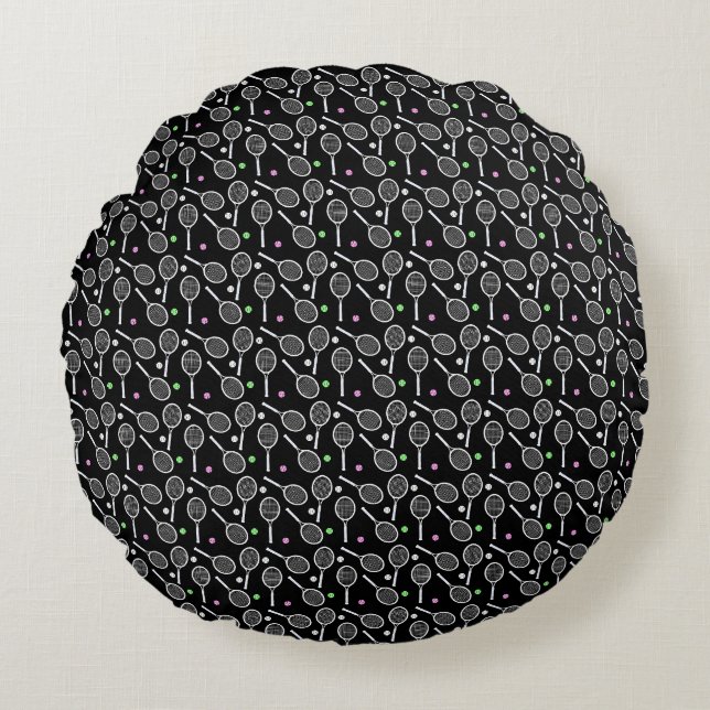 Tennis Racket Pattern  Round Pillow (Front)
