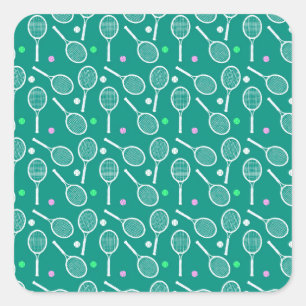 Tennis Racket Pattern Square Sticker