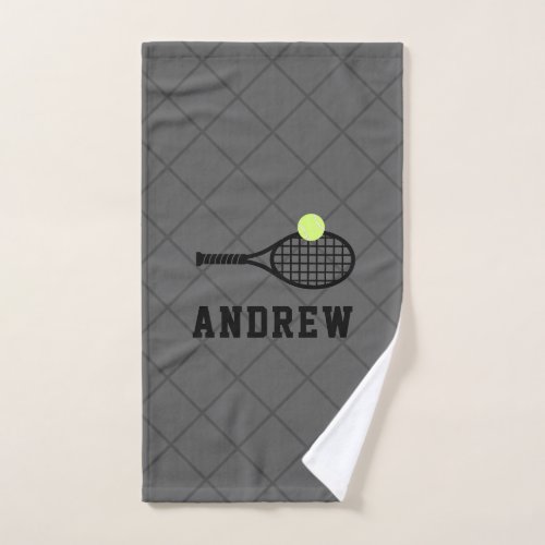 Tennis Racket Personalized Gray Sport Hand Towel
