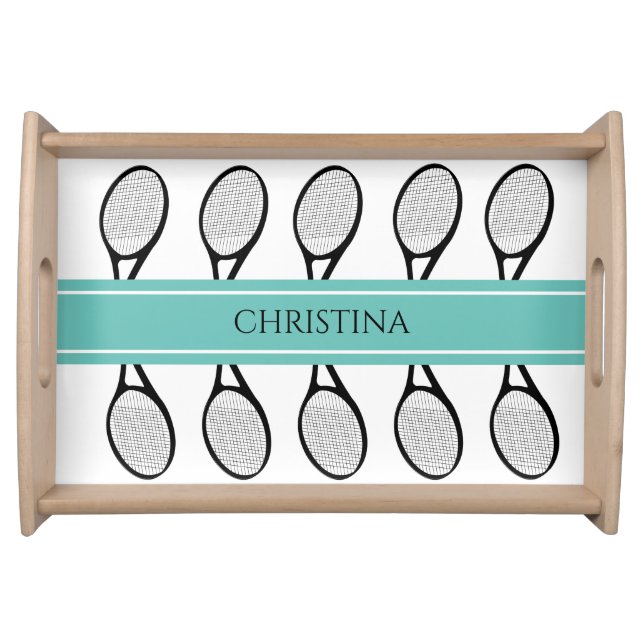 Tennis Racket Personalized Serving Tray (Front)
