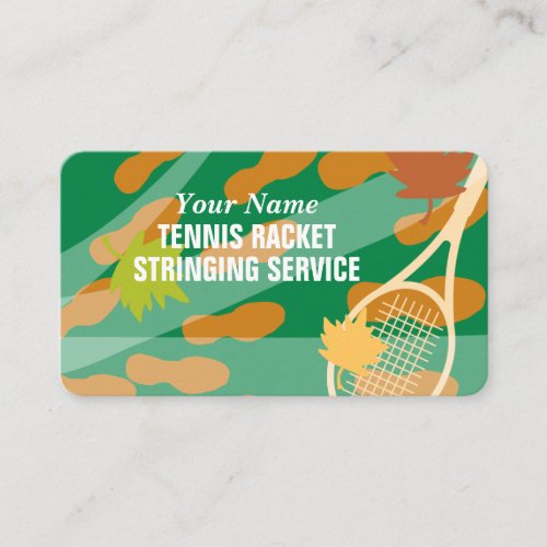 Tennis racket stringing service business card