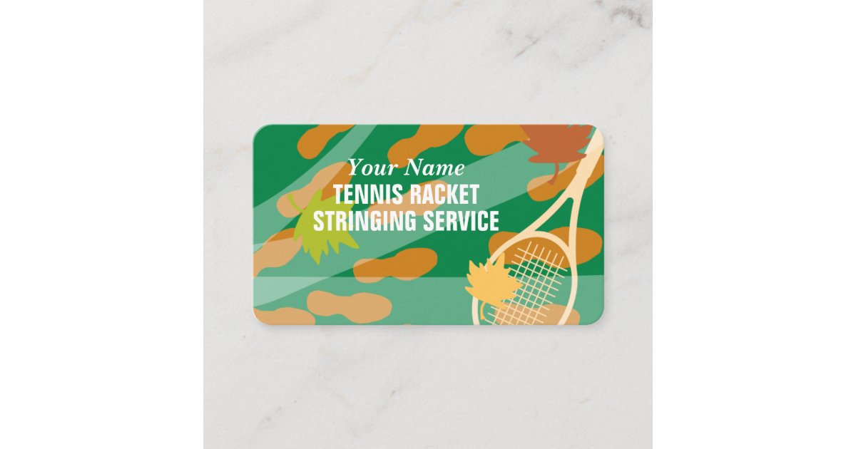 Tennis racket stringing service business card Zazzle