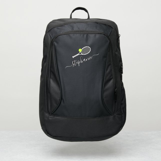 Tennis Racket Team Player Script Name Port Authority® Backpack (Front)