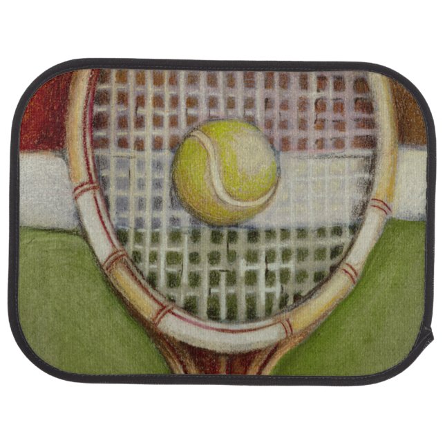 Tennis Racket with Ball Laying on Court Car Mat (Rear)