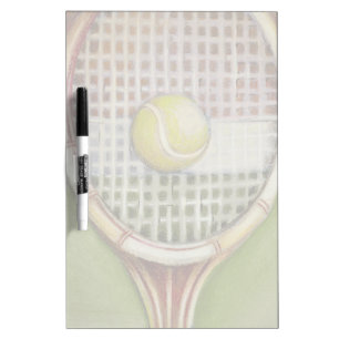 Tennis Racket with Ball Laying on Court Dry Erase Board