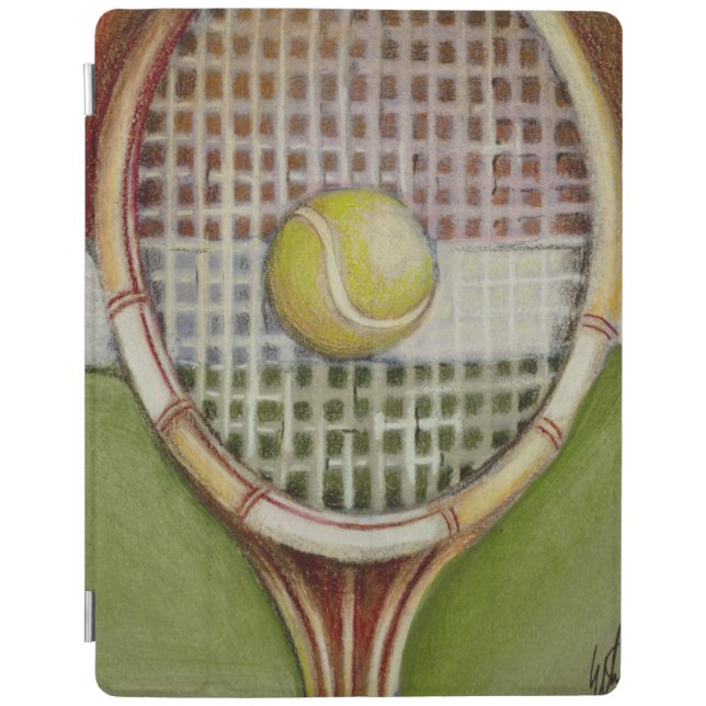 Tennis Racket with Ball Laying on Court iPad Smart Cover (Front)