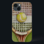 Tennis Racket with Ball Laying on Court iPhone 13 Case<br><div class="desc">Enjoy a little tennis with this scene painted by Ethan Harper. A well stitched racket with a ball sitting on the middle,  you just want to pick it up,  head to your local court and play a game. Purchase your copy of this print today!</div>