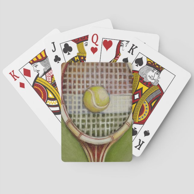 Tennis Racket with Ball Laying on Court Poker Cards (Back)