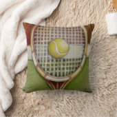 Tennis Racket with Ball Laying on Court Throw Pillow (Blanket)