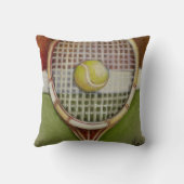 Tennis Racket with Ball Laying on Court Throw Pillow (Back)