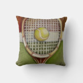Tennis Racket with Ball Laying on Court Throw Pillow (Front)