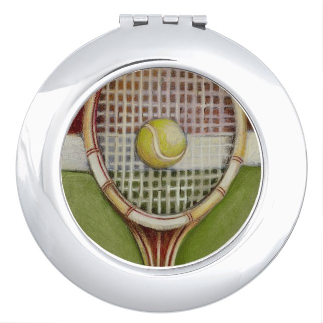 Tennis Racket with Ball Laying on Court Vanity Mirror (Front)