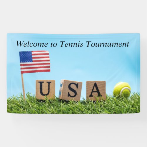 Tennis  racket with ball with flag of America Bann Banner