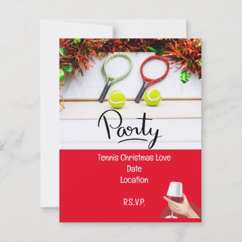 Tennis racket with Christmas Decoration Invitation