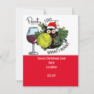 Tennis racket with Christmas Save the Date Party I Invitation