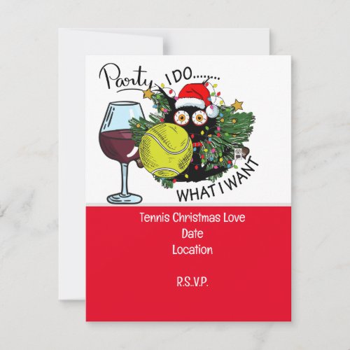 Tennis racket with Christmas Save the Date Party I Invitation