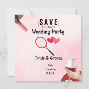 Tennis racket with love for Wedding Invitation