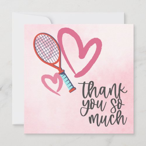 Tennis racket with love for Wedding  Thank You Card
