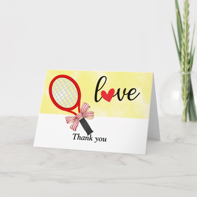 Tennis racket with love  thank you card (Front)