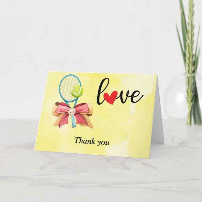 Tennis racket with love  thank you card (Front)