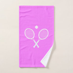 Tennis Rackets and a Ball Chic Deep Pink Hand Towel