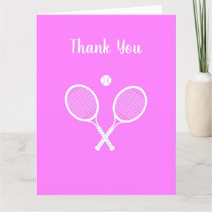Tennis Rackets and Ball Active Pink Letterpress Thank You Card