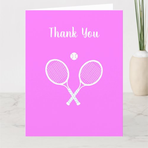 Tennis Rackets and Ball Active Pink  Thank You Card