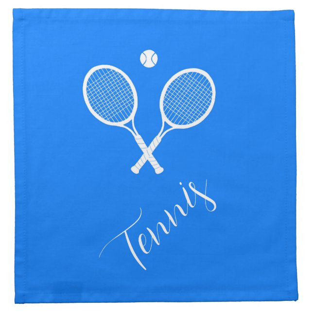 Tennis Rackets and Ball Blue   Cloth Napkin (Front)