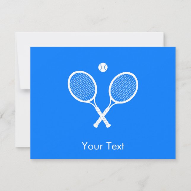 Tennis Rackets and Ball Blue RSVP Card (Front)