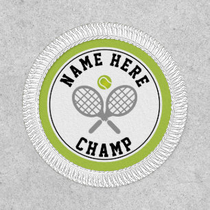 Tennis rackets and ball champ and player name patch