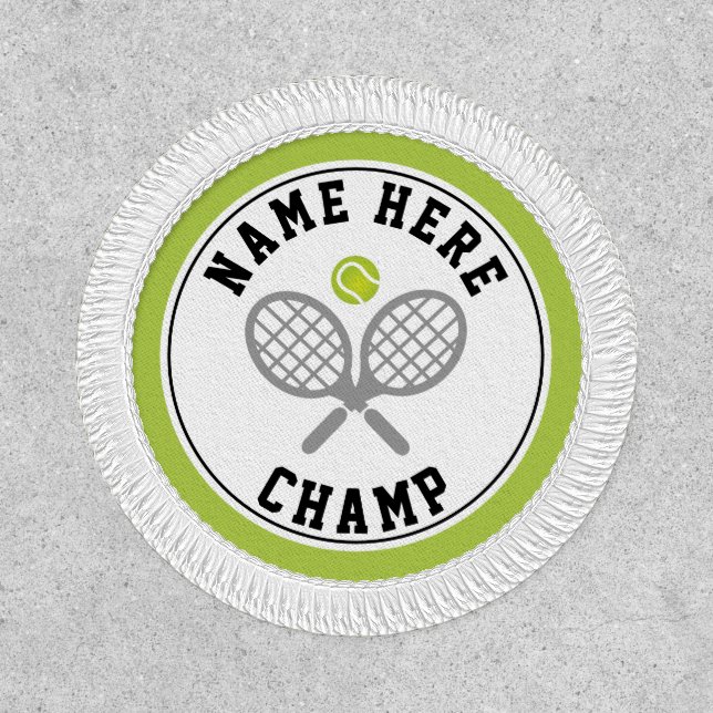Tennis rackets and ball champ and player name patch (Front)