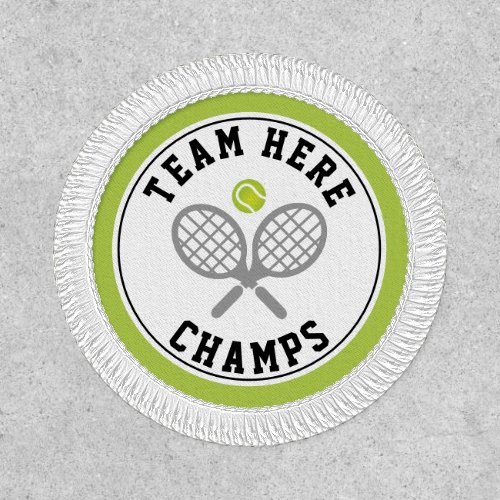 Tennis rackets and ball champs and team name patch