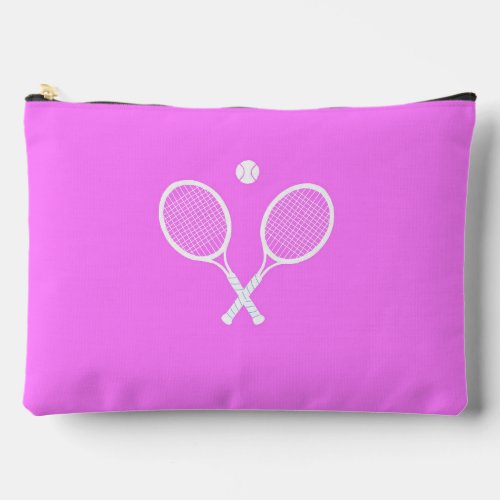 Tennis Rackets and Ball Deep Pink  Accessory Pouch