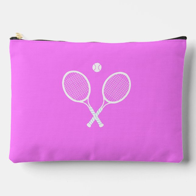 Tennis Rackets and Ball Deep Pink  Accessory Pouch (Front)